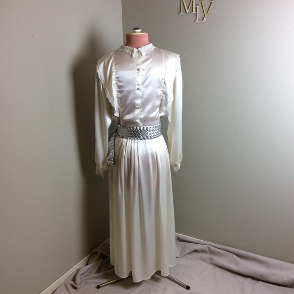 VTG 70s VICTORIAN LIQUID SATINY BLOUSE/SKIRT SET - Picture 6 of 8